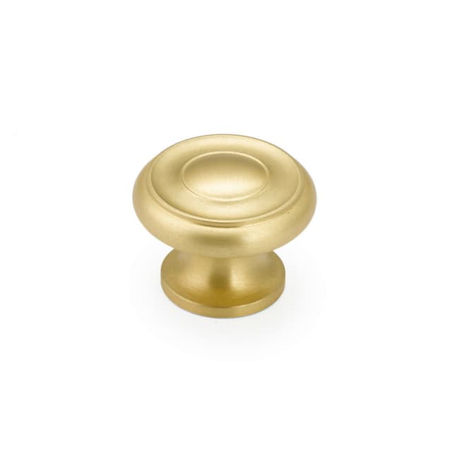 Schaub Colonial Stepped Round Knob, 1-1/2" dia, Satin Brass - 704-SB