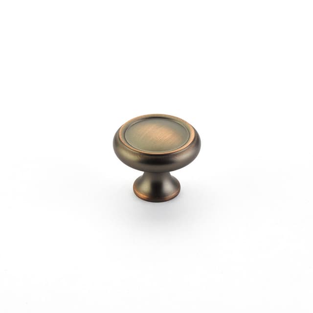 Schaub Country Rimmed Round Knob, 1-1/4" dia, Aurora Bronze - 711-AUB