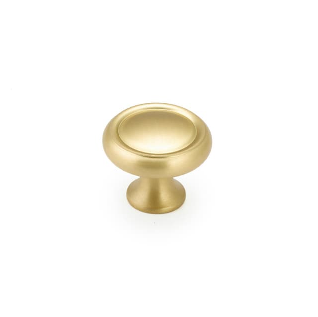 Schaub Country Rimmed Round Knob, 1-1/4" dia, Satin Brass - 711-SB
