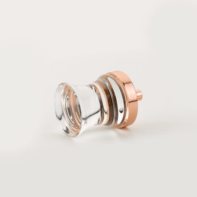 Schaub City Lights Concave Glass Knob, 1-1/8", Polished Rose Gold - 76-PRG