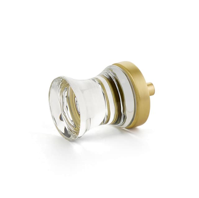 Schaub City Lights Concave Glass Knob, 1-1/8", Satin Brass - 76-SB