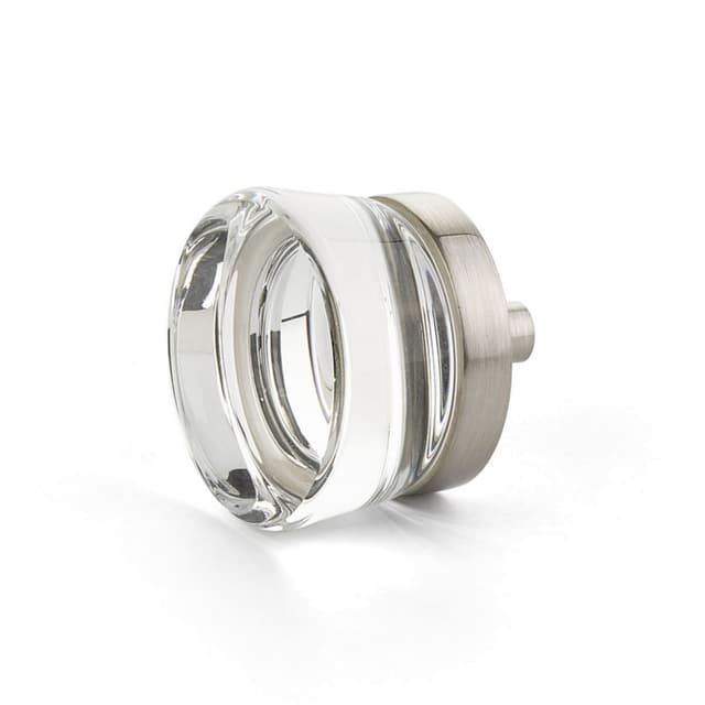 Schaub City Lights Flat Disc Glass Knob, 1-3/8", Satin Nickel - 77-15