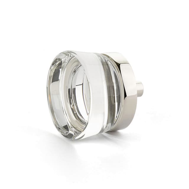 Schaub City Lights Flat Disc Glass Knob, 1-3/8", Polished Nickel - 77-PN