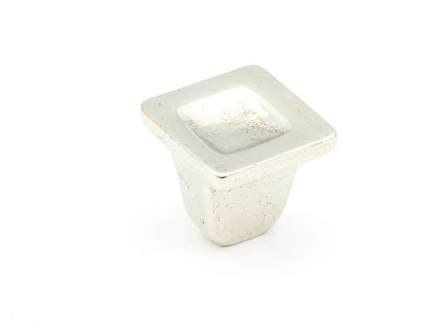 Schaub Vinci Concave Square Knob, 1-1/4" dia, Polished White Bronze - 810-PWB