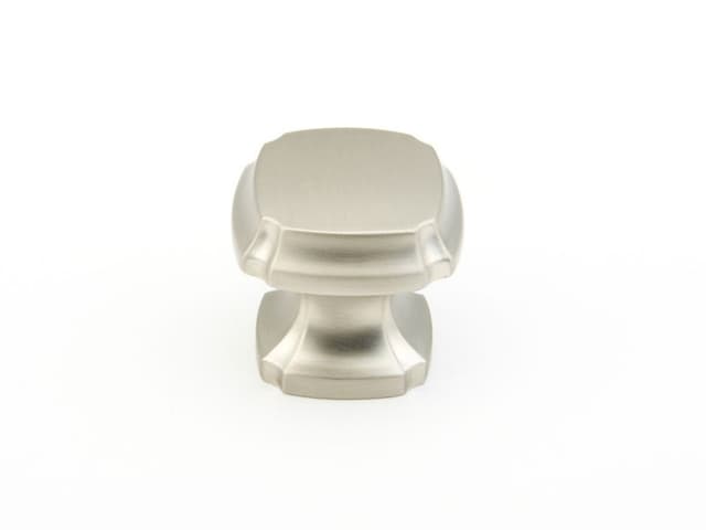 Schaub Empire Square Knob, 1-3/8" dia, Satin Nickel - 882-15