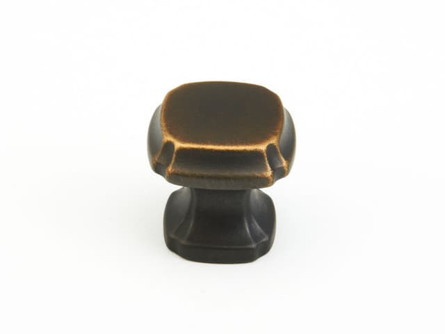 Schaub Empire Square Knob, 1-3/8" dia, Ancient Bronze - 882-ABZ