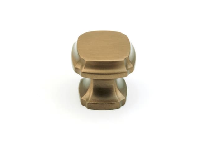 Schaub Empire Square Knob, 1-3/8" dia, Brushed Bronze - 882-BBZ