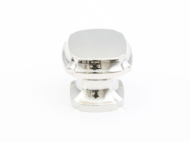 Schaub Empire Square Knob, 1-3/8" dia, Polished Nickel - 882-PN