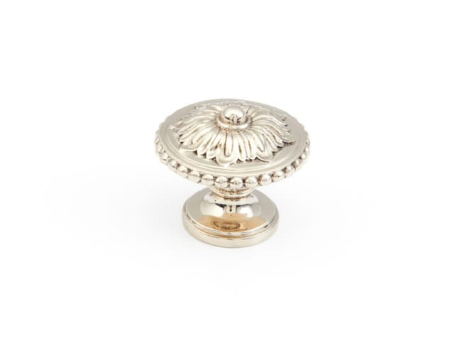 Schaub Sonata Round Knob, 1-1/4" dia, White Brass - 930-WB