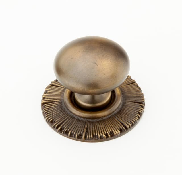 Schaub Sunburst Round Knob with Backplate, 1-1/4" dia, Estate Dover - 970-ED