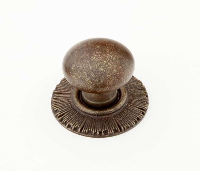 Schaub Sunburst Round Knob with Backplate, 1-1/4" dia, Highlighted Bronze - 970-HLB