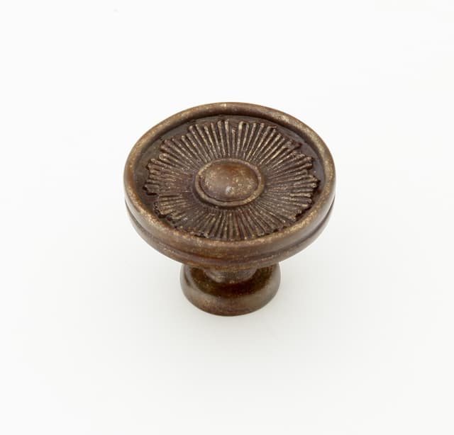 Schaub Sunburst Round Knob, 1-3/8" dia, Highlighted Bronze - 972-HLB