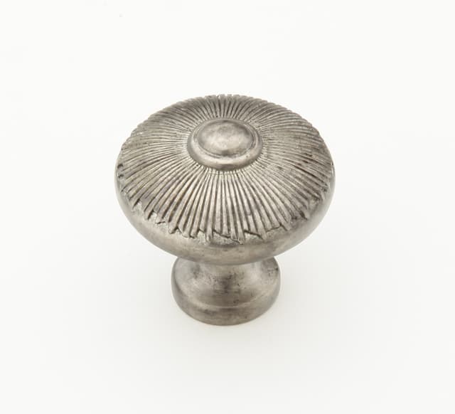 Schaub Sunburst Round Knob, 1-1/2" dia, Silver Antique - 974-SA