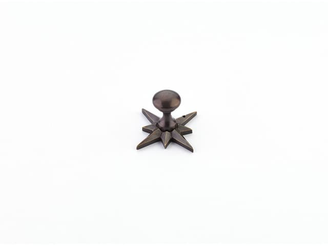 Schaub Sonata Round Knob with Star Backplate, 11/16"dia, Dark Antique Bronze - 982-DAB