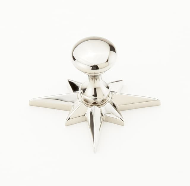 Schaub Sonata Round Knob with Star Backplate, 11/16" dia, Polished Nickel - 982-PN