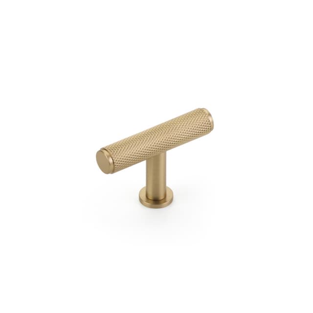 Schaub Pub House Knurled T-Knob, 2", Signature Satin Brass - 5001-SSB