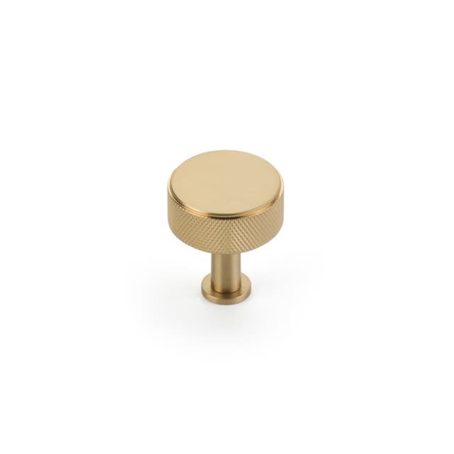 Schaub Pub House Knurled Knob, 1-1/4" dia, Signature Satin Brass - 5002-SSB