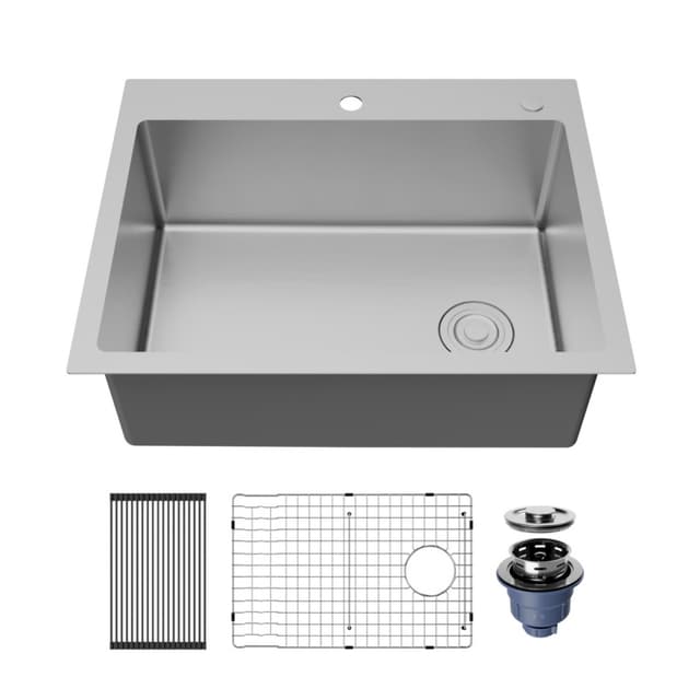 Karran 28"W Stainless Steel Top mount Kitchen Sink Single Bowl, 16 Gauge - TMSB2831-PK1