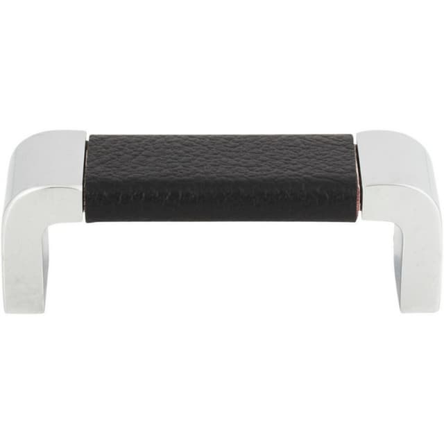 Top Knobs Paradigm Series 3" (76 mm) Center to Center Chrome/Black Leather Pull, - 3150-BL