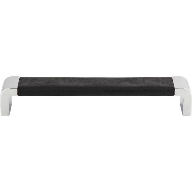 Top Knobs Paradigm Series 6-5/16" (160 mm) Center to Center Chrome/Black Leather Pull, - 3151-BL