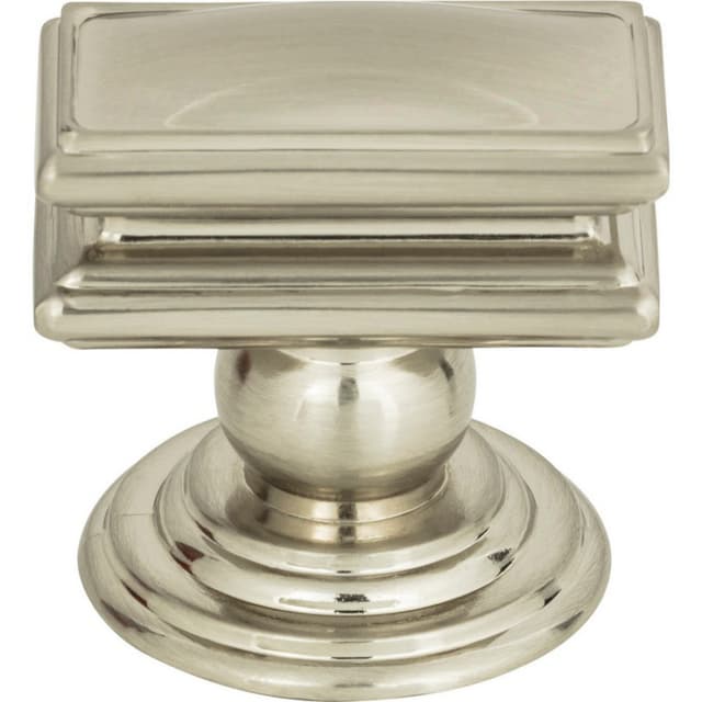 Top Knobs Campaign Series 1-1/2 in (38 mm) L x 1-5/16 in (33 mm) W Brushed Nickel Knob, - 377-BRN