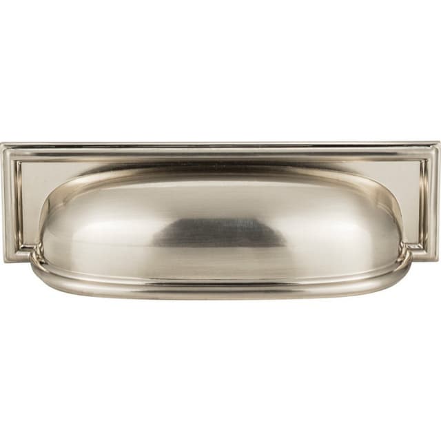 Top Knobs Campaign Series 3-3/4" (95 mm) Center to Center Brushed Nickel Cup Pull, - 383-BRN