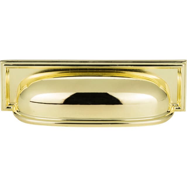 Top Knobs Campaign Series 3-3/4" (95 mm) Center to Center Polished Brass Cup Pull, - 383-PB