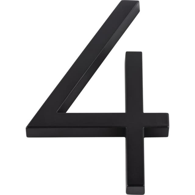 Top Knobs Modern Avalon Series Matte Black 6 in (152 mm) L x 3-3/16 in (81 mm) W Zinc House Number, - AVN4-L-BL