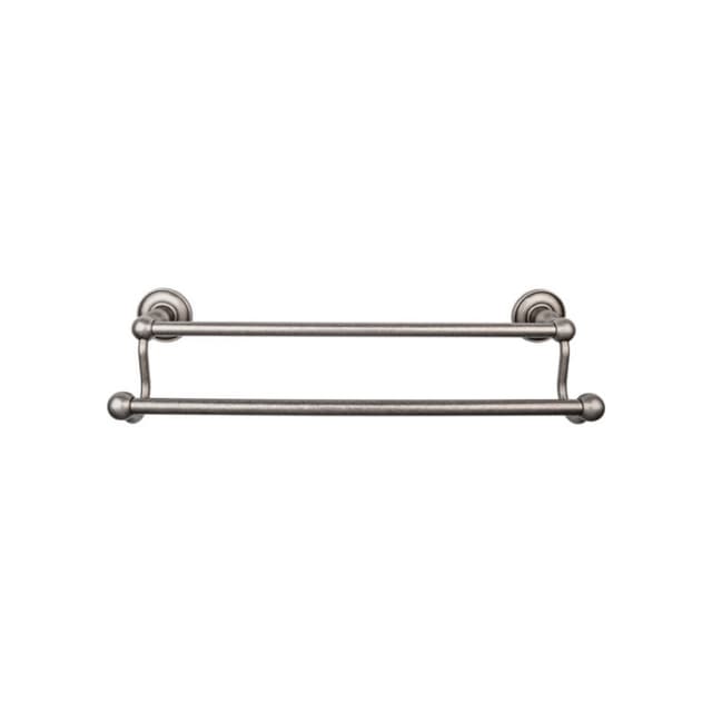 Edwardian Bath Double Towel Bar 30" Center to Center with Plain Backplate Antique Pewter - Top Knobs ED11APD