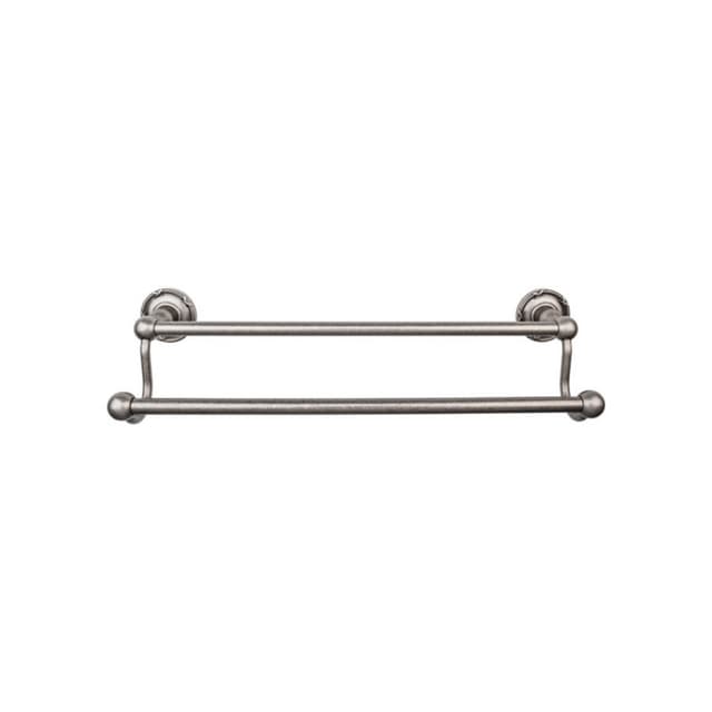Edwardian Bath Double Towel Bar 30" Center to Center with Ribbon Backplate Antique Pewter - Top Knobs ED11APE