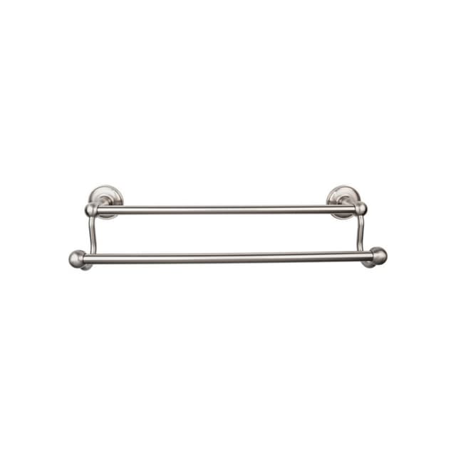 Edwardian Bath Double Towel Bar 30" Center to Center with Plain Backplate Brushed Satin Nickel - Top Knobs ED11BSND