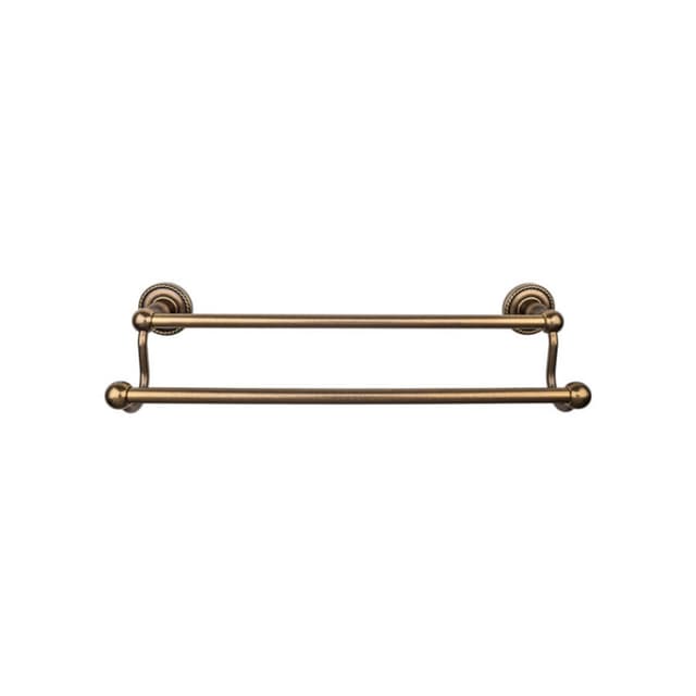 Edwardian Bath Double Towel Bar 30" Center to Center with Rope Backplate German Bronze - Top Knobs ED11GBZF