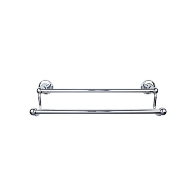 Edwardian Bath Double Towel Bar 30" Center to Center with Plain Backplate Polished Chrome - Top Knobs ED11PCD