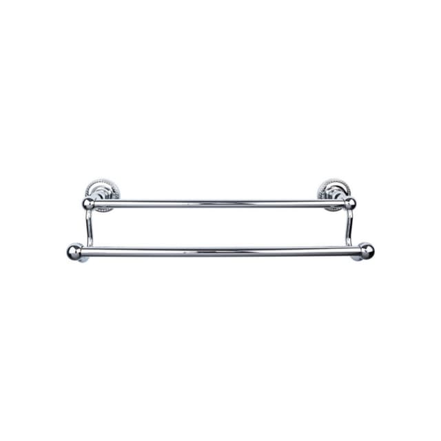 Edwardian Bath Double Towel Bar 30" Center to Center with Rope Backplate Polished Chrome - Top Knobs ED11PCF