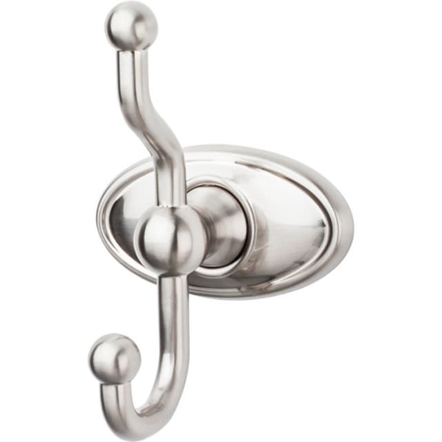 Edwardian Bath Double Hook 5" Long with Oval Backplate Brushed Satin Nickel - Top Knobs ED2BSNC