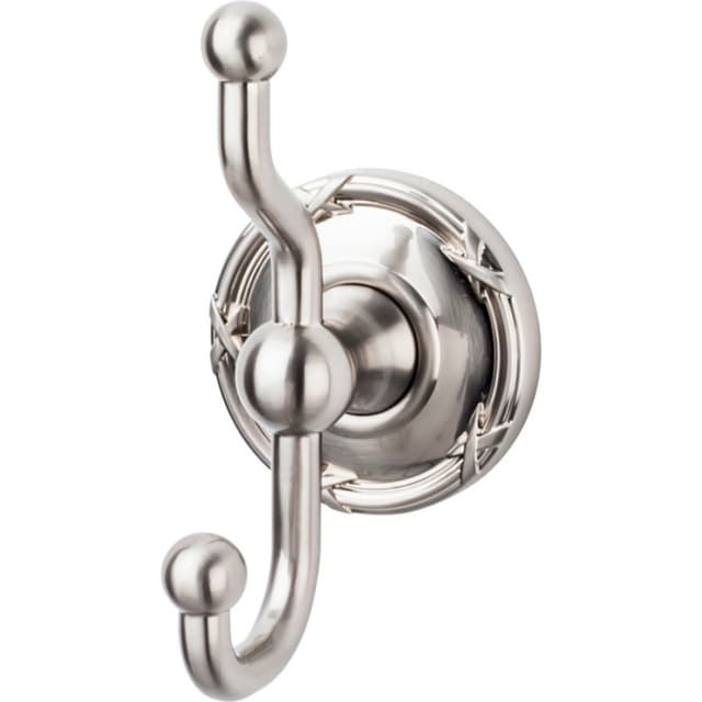 Edwardian Bath Double Hook 5" Long with Ribbon Backplate Brushed Satin Nickel - Top Knobs ED2BSNE