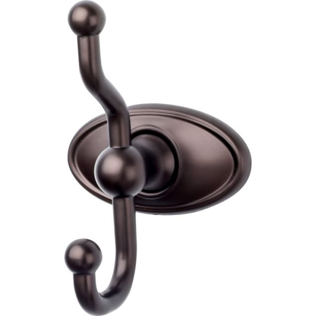 Edwardian Bath Double Hook 5" Long with Oval Backplate Oil Rubbed Bronze - Top Knobs ED2ORBC