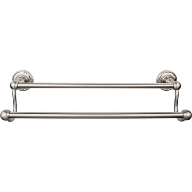 Edwardian Bath Double Towel Bar 18" Center to Center with Rope Backplate Brushed Satin Nickel - Top Knobs ED7BSNF