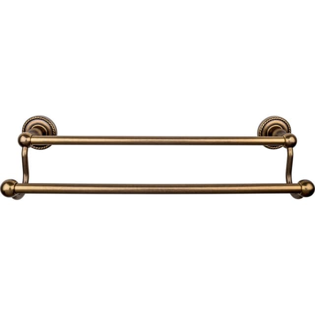 Edwardian Bath Double Towel Bar 18" Center to Center with Rope Backplate German Bronze - Top Knobs ED7GBZF