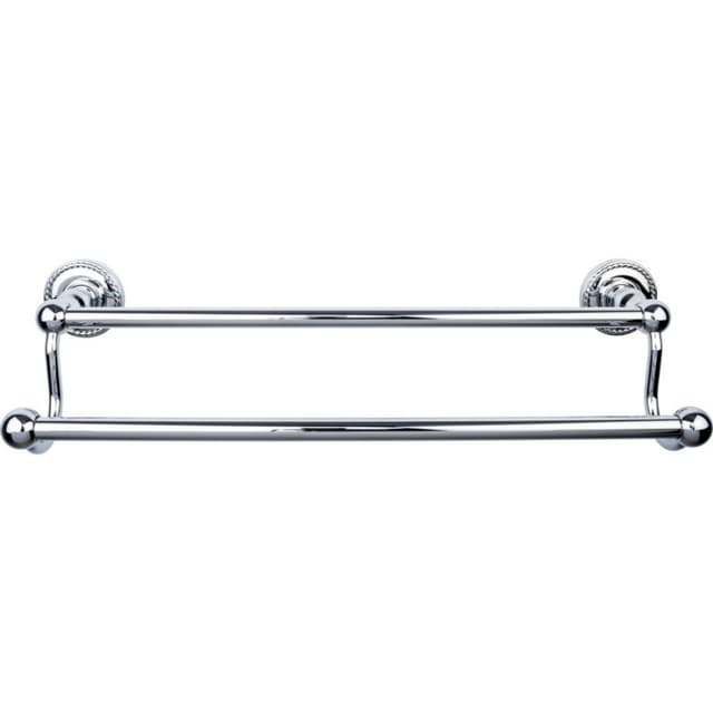 Edwardian Bath Double Towel Bar 18" Center to Center with Rope Backplate Polished Chrome - Top Knobs ED7PCF