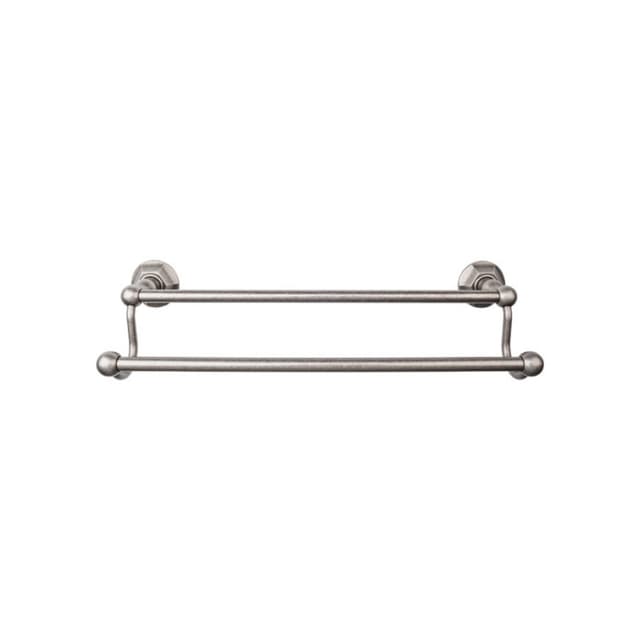 Edwardian Bath Double Towel Bar 24" Center to Center with Hex Backplate Antique Pewter - Top Knobs ED9APB