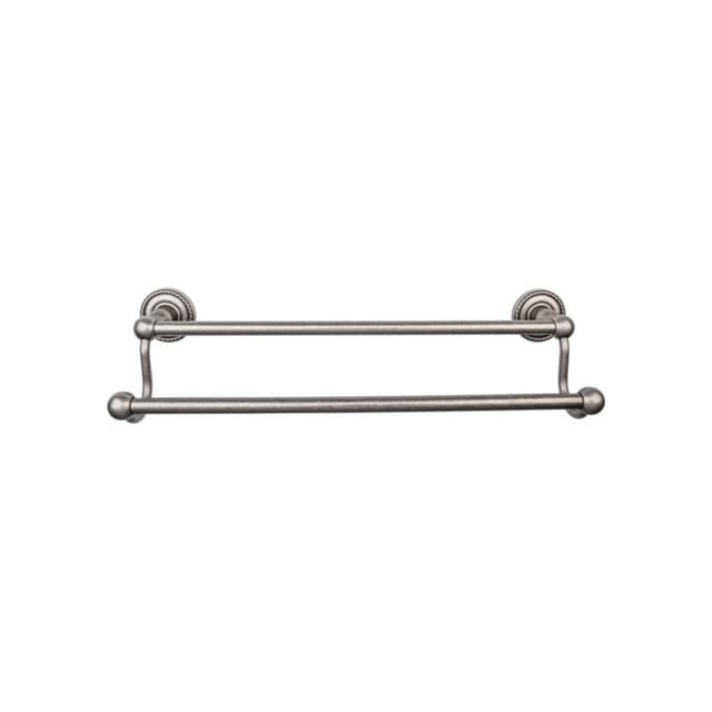 Edwardian Bath Double Towel Bar 24" Center to Center with Rope Backplate Antique Pewter - Top Knobs ED9APF