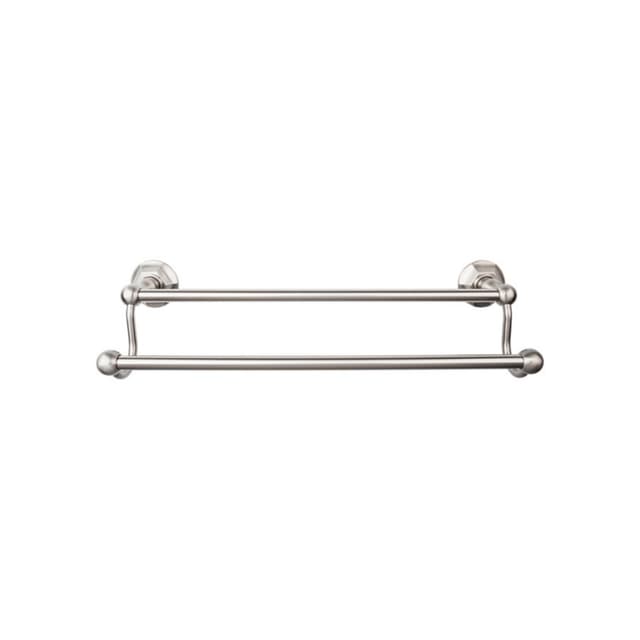 Edwardian Bath Double Towel Bar 24" Center to Center with Hex Backplate Brushed Satin Nickel - Top Knobs ED9BSNB