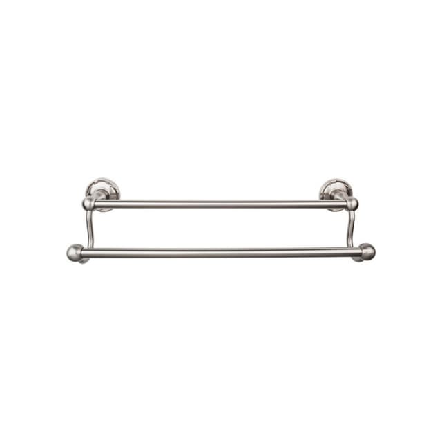 Edwardian Bath Double Towel Bar 24" Center to Center with Ribbon Backplate Brushed Satin Nickel - Top Knobs ED9BSNE