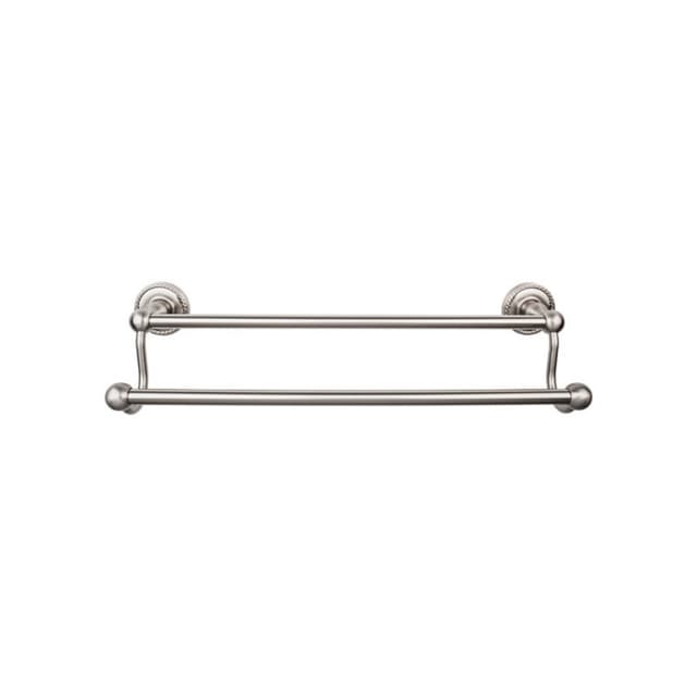 Edwardian Bath Double Towel Bar 24" Center to Center with Rope Backplate Brushed Satin Nickel - Top Knobs ED9BSNF