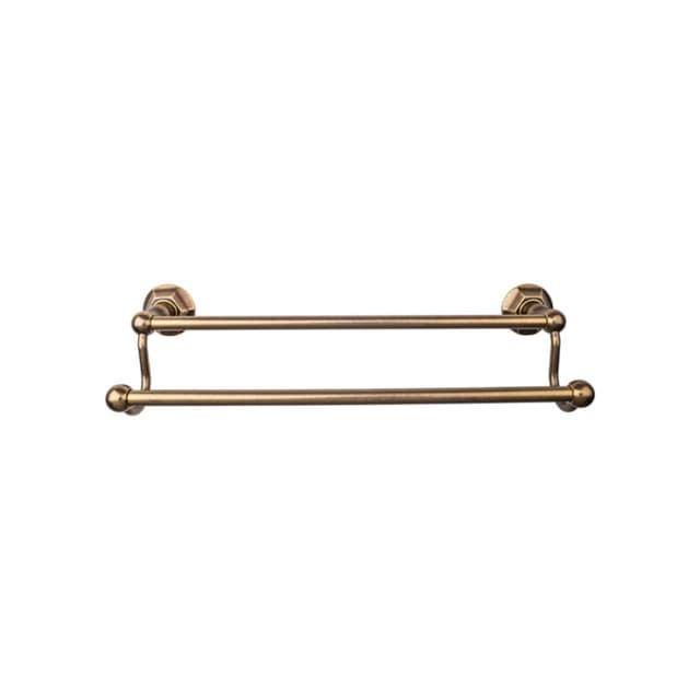 Edwardian Bath Double Towel Bar 24" Center to Center with Hex Backplate German Bronze - Top Knobs ED9GBZB