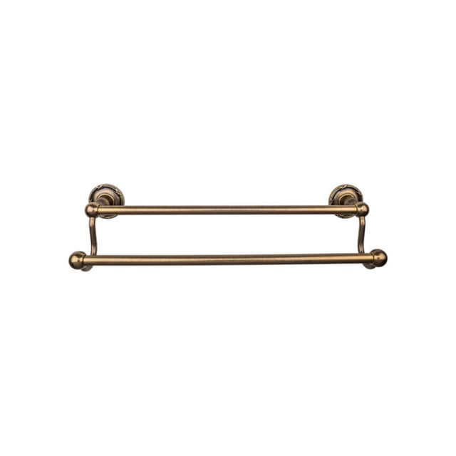 Edwardian Bath Double Towel Bar 24" Center to Center with Ribbon Backplate German Bronze - Top Knobs ED9GBZE