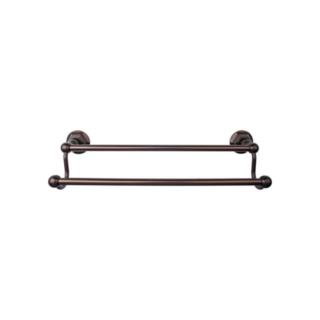 Edwardian Bath Double Towel Bar 24" Center to Center with Hex Backplate Oil Rubbed Bronze - Top Knobs ED9ORBB
