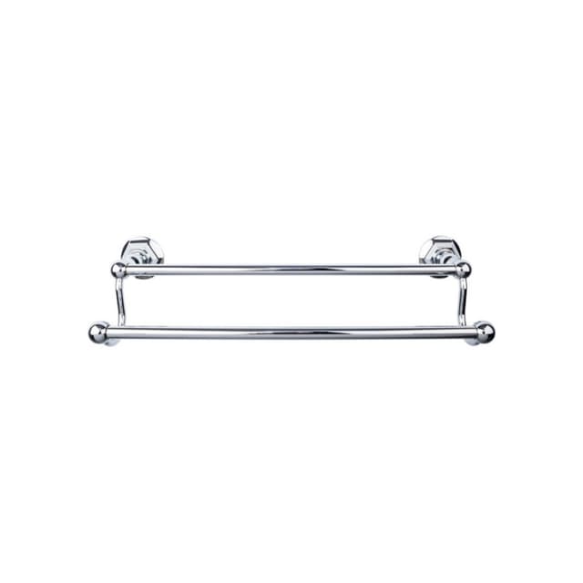 Edwardian Bath Double Towel Bar 24" Center to Center with Hex Backplate Polished Chrome - Top Knobs ED9PCB