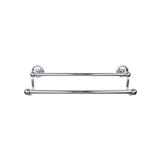 Edwardian Bath Double Towel Bar 24" Center to Center with Ribbon Backplate Polished Chrome - Top Knobs ED9PCE